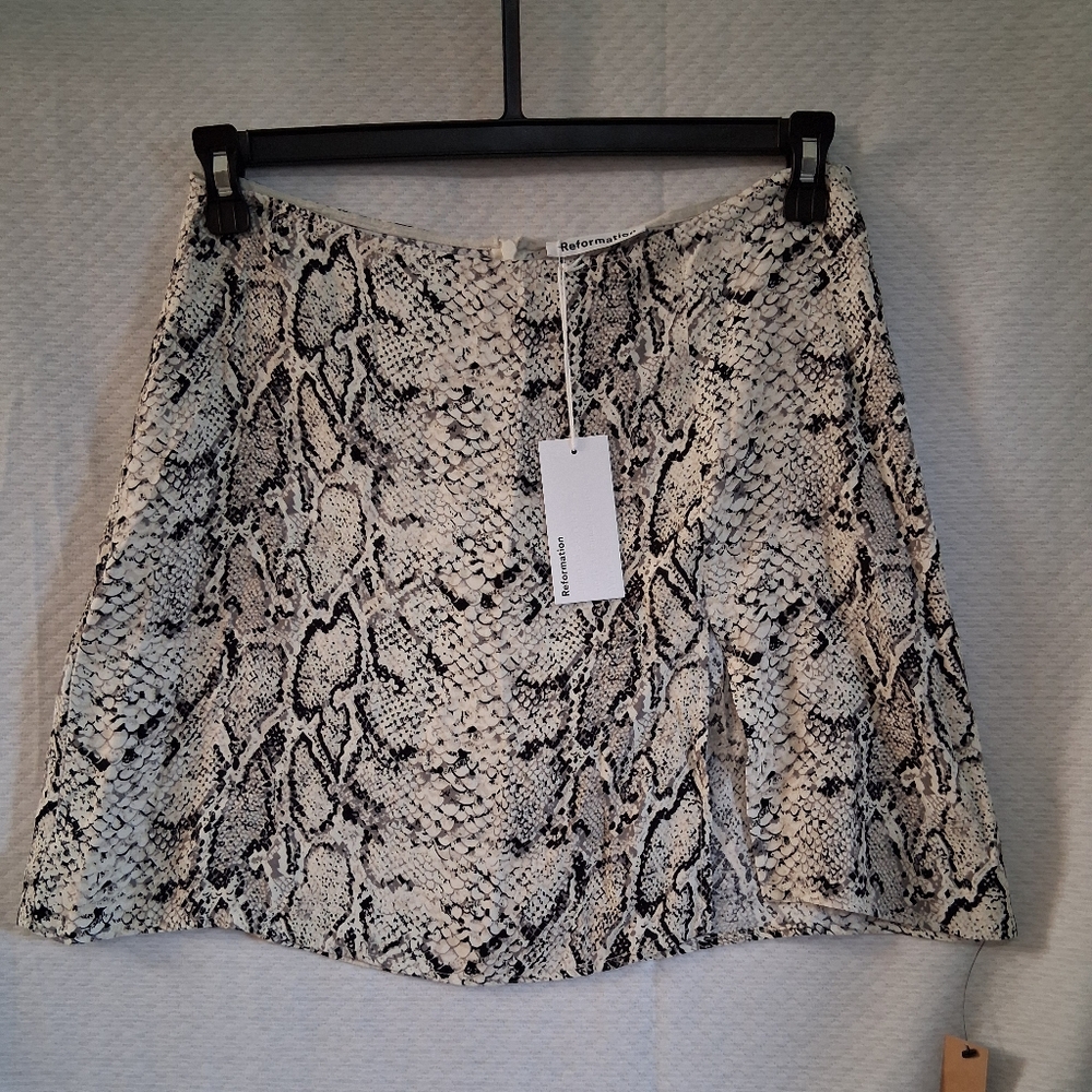 Reformation Snakeskin Print Mini Skirt